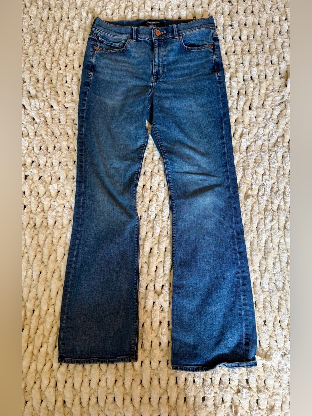 Express Original High Rise Bootcut Jeans Size 10R Medium Wash Denim